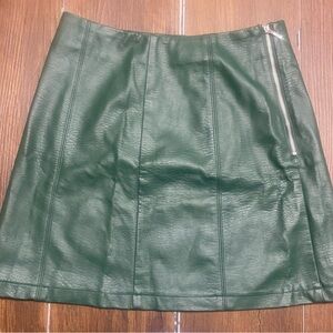 Harper’s Heritage Green Faux Leather A-Line Skirt
